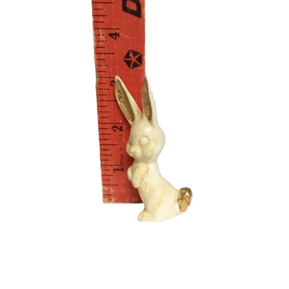 Decorative Easter Rabbits Bunny Figurines White Ivory Gold Bisque 80's RARE VTG - Picture 12 of 16